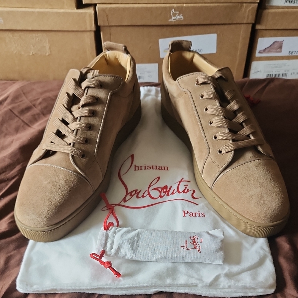 Christian Louboutin Louis Junior OrlatoTan Suede Sneakers (BRAND NEW)